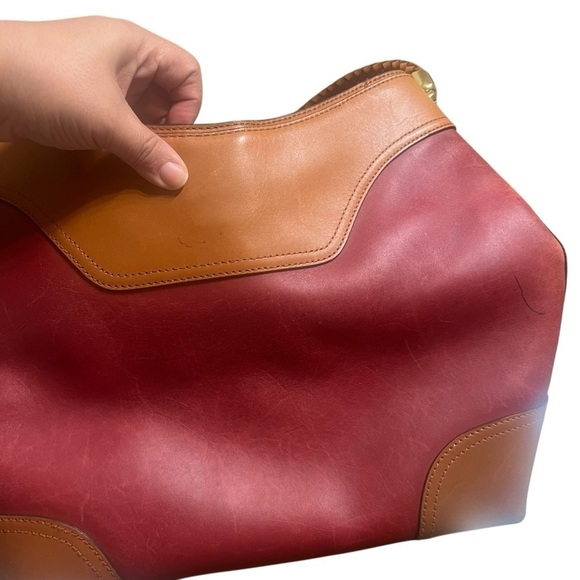 Lauren Ralph Lauren Red and Tan Leather Bag - Picture 12 of 14